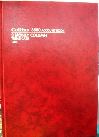 Collins 10863 3880 Treble Cash 3MC Account Book 84 leaf A4 Red